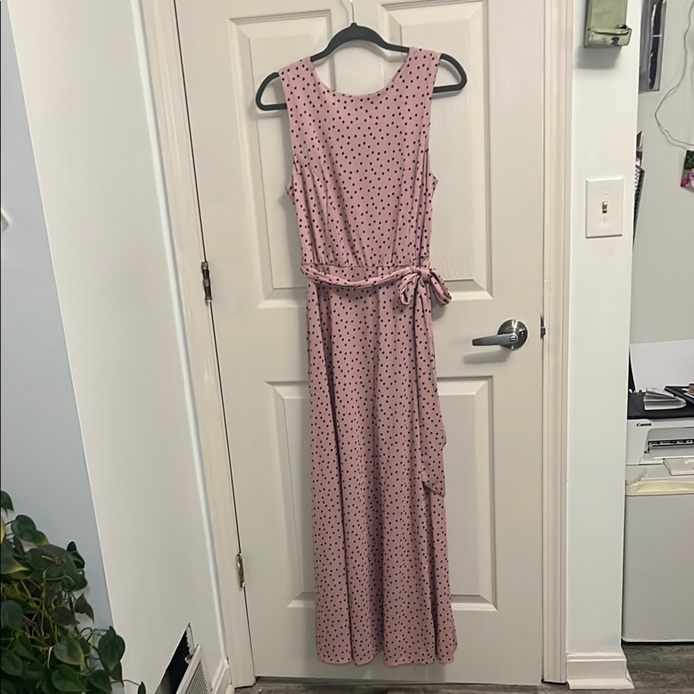 Pink Polka Dot Sleeveless maxi dress